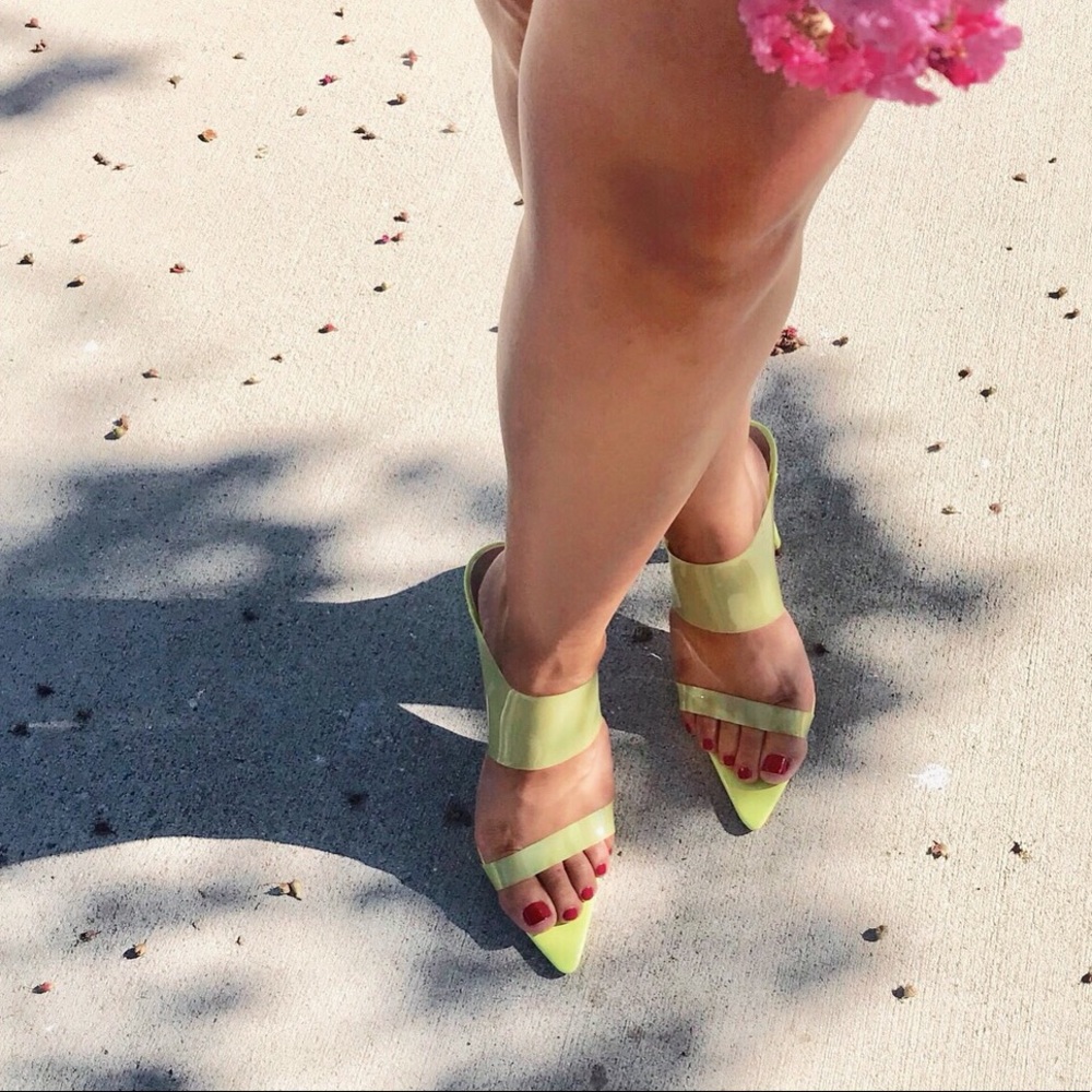 Neon yellow clear heals! Only worn once! ✨